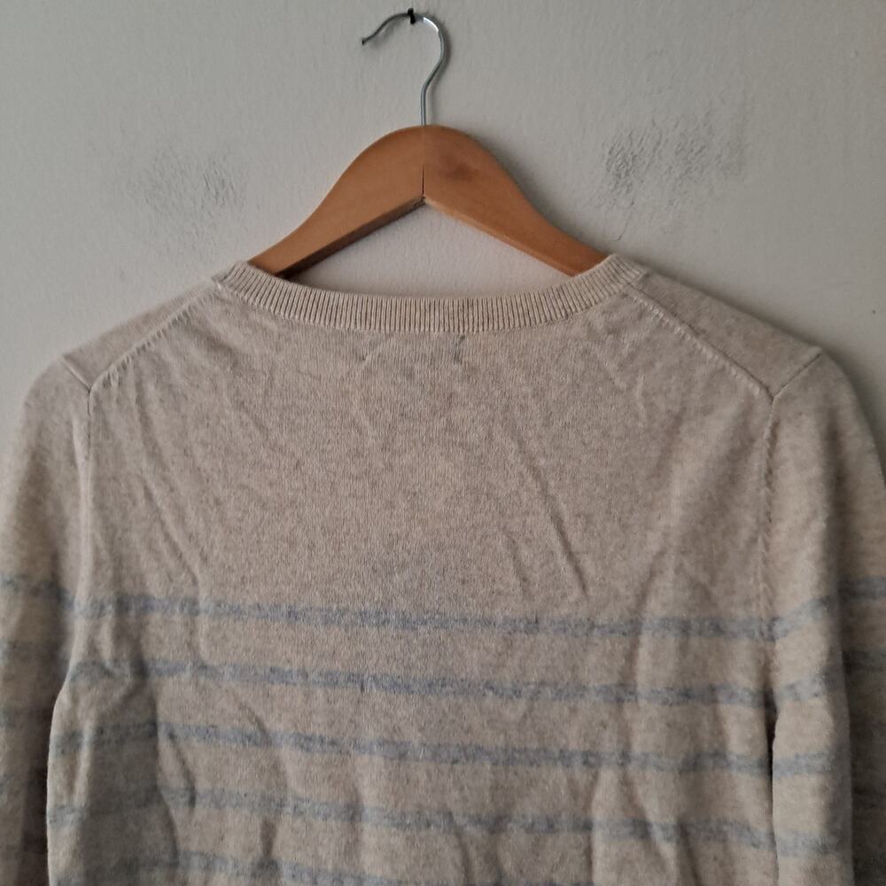 NWT Lands' End Sandshell Stripe Cashmere Sweater Tan & Gray Women's Size L 14-16 - Picture 7 of 11